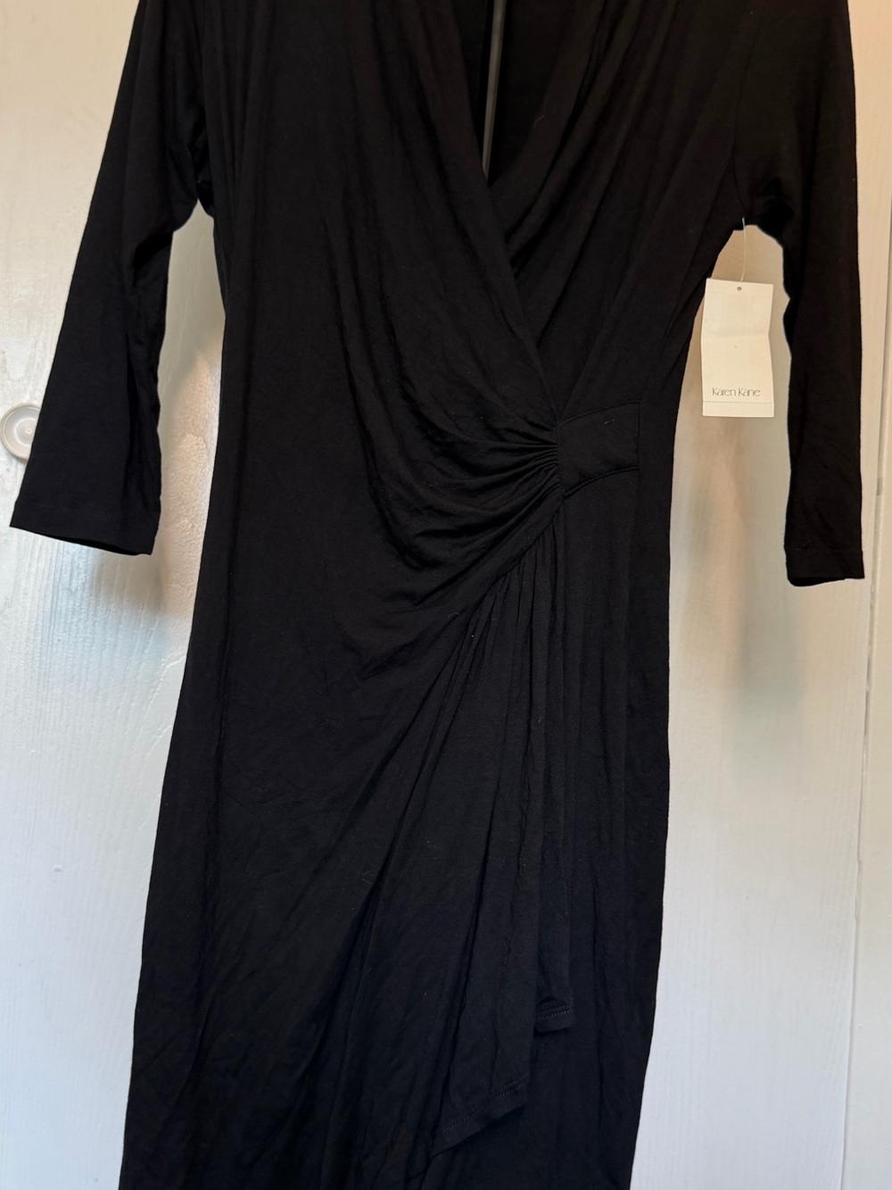Karen Kane Black Midi Twist-Detail Wrap Dress
